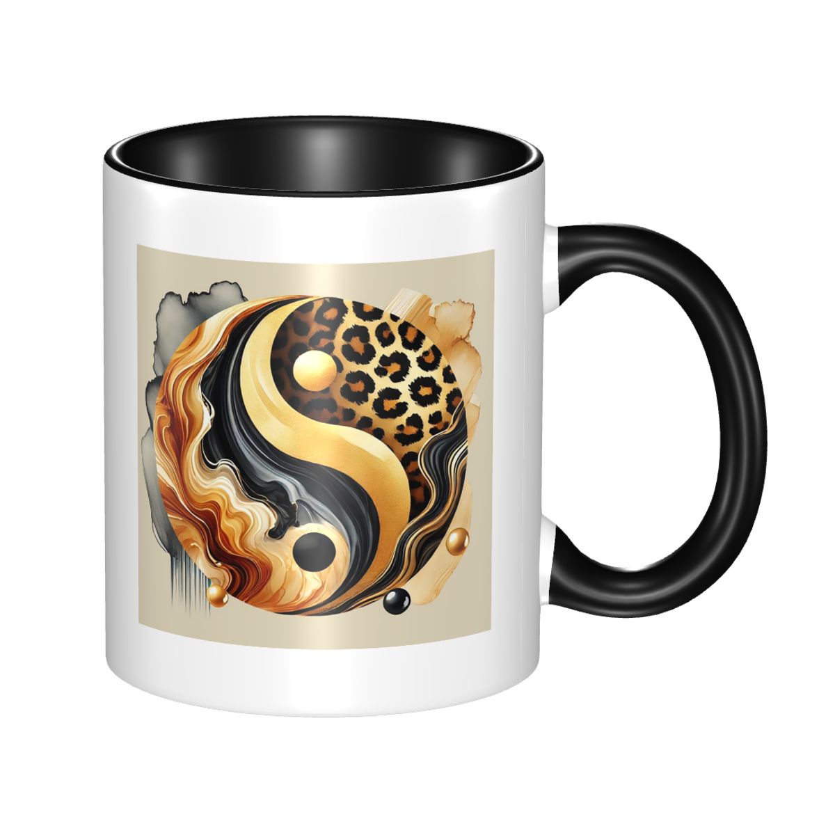 Coffee Tea Yin Yang - Leopard Yin Yang Luxury Gold Marble