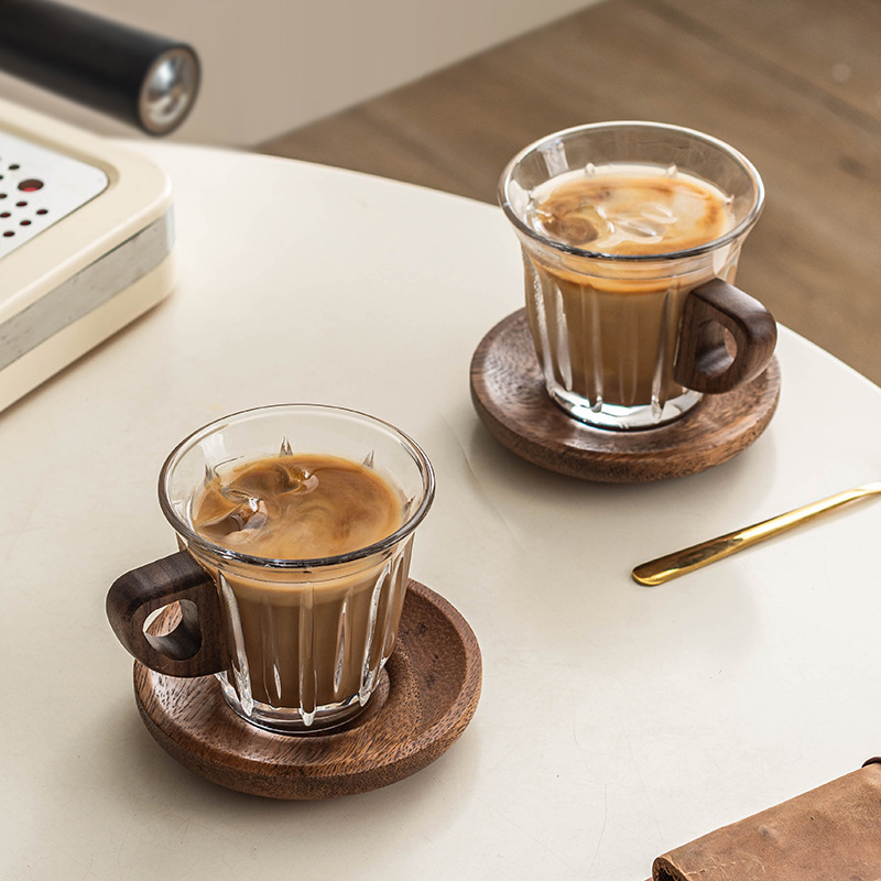 Coffee And Tea Bar - Glass Coffee Cup Set with Coaster,
