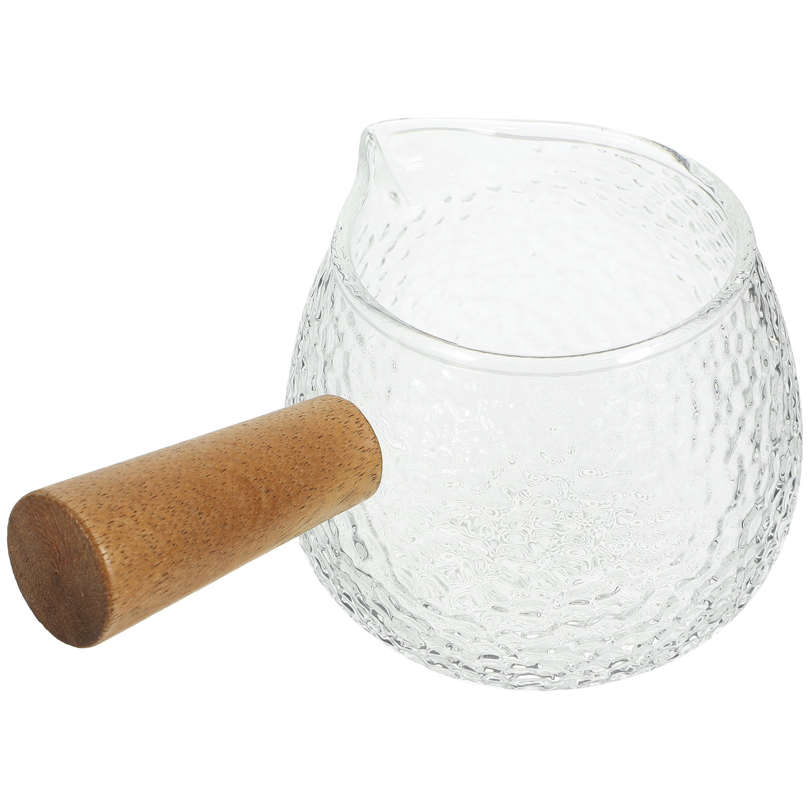 Wooden Handle Glass Milk Pitch - Coffee Tea Creamer ulasan dan harga