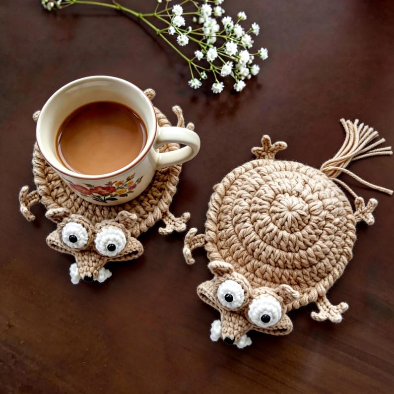 Handwoven Squirrel Shaped Coas - Coffee Tea Knits ulasan dan harga