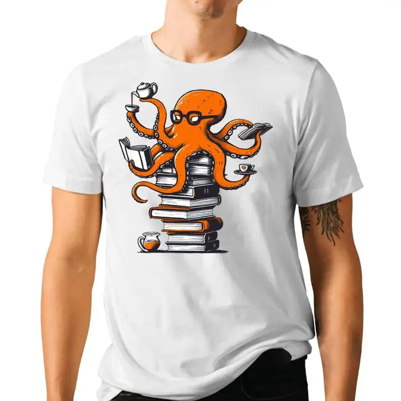 Reading Octopus T Shirt Coffee - Coffee Tea Knits ulasan dan harga