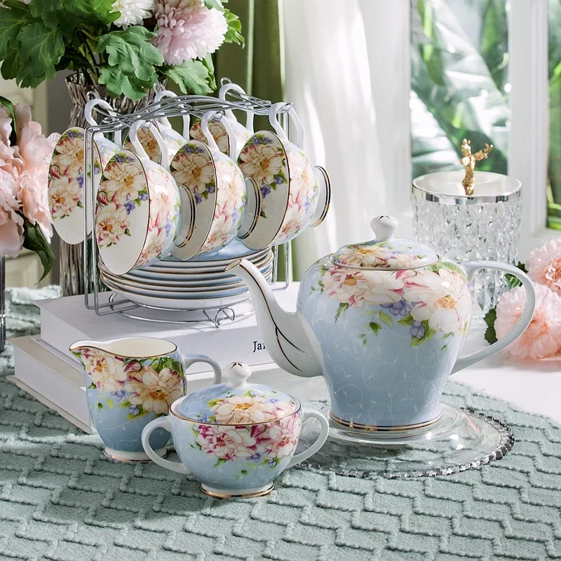 Pink Blue Flower Bone china Co - Coffee Tea Creamer ulasan dan harga