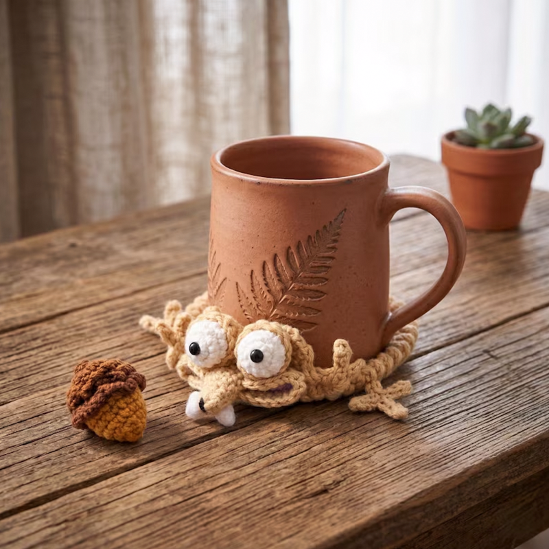 Cute Knitted Squirrel Coasters - Coffee Tea Knits ulasan dan harga