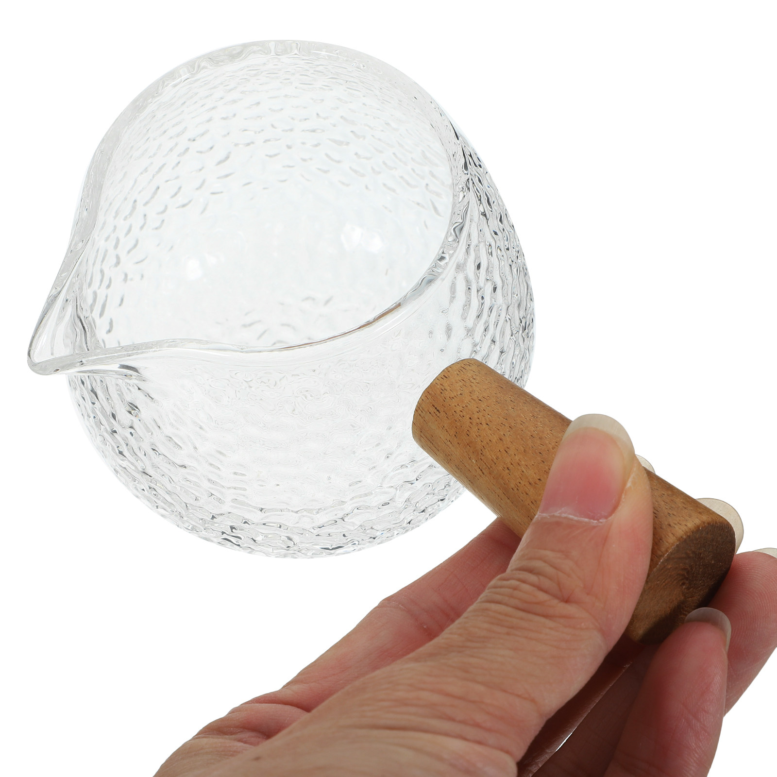 1pc Wooden Handle Glass Milk P - Coffee Tea Creamer ulasan dan harga