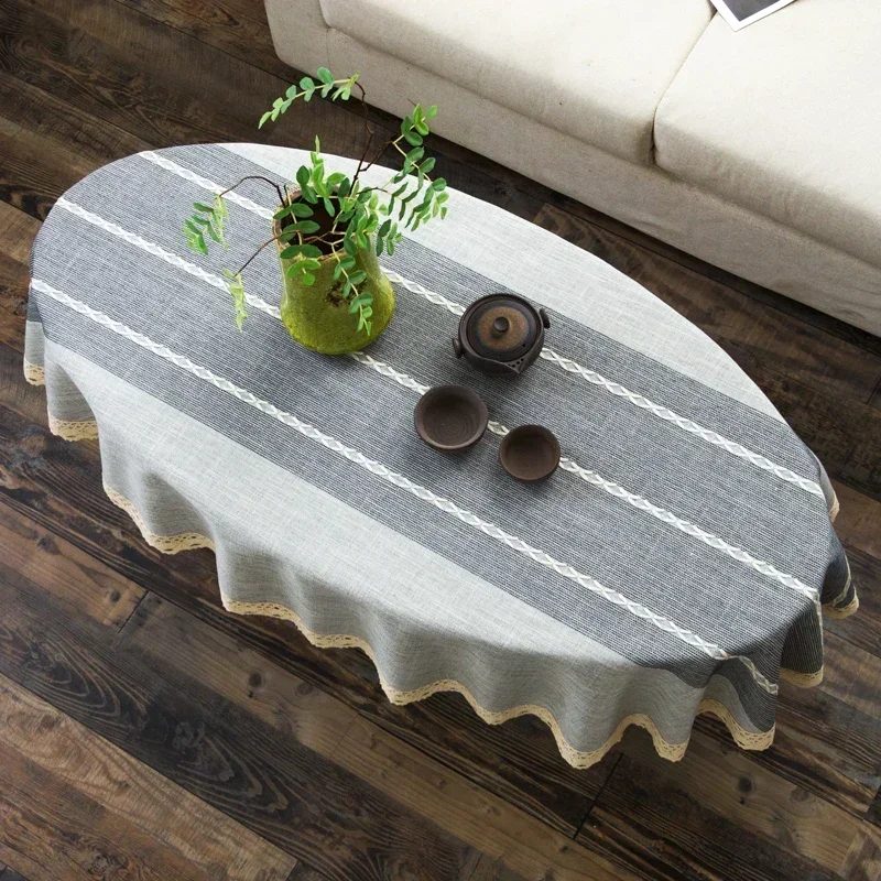 Cotton and Linen Oval Tableclo - Coffee Tea Knits ulasan dan harga